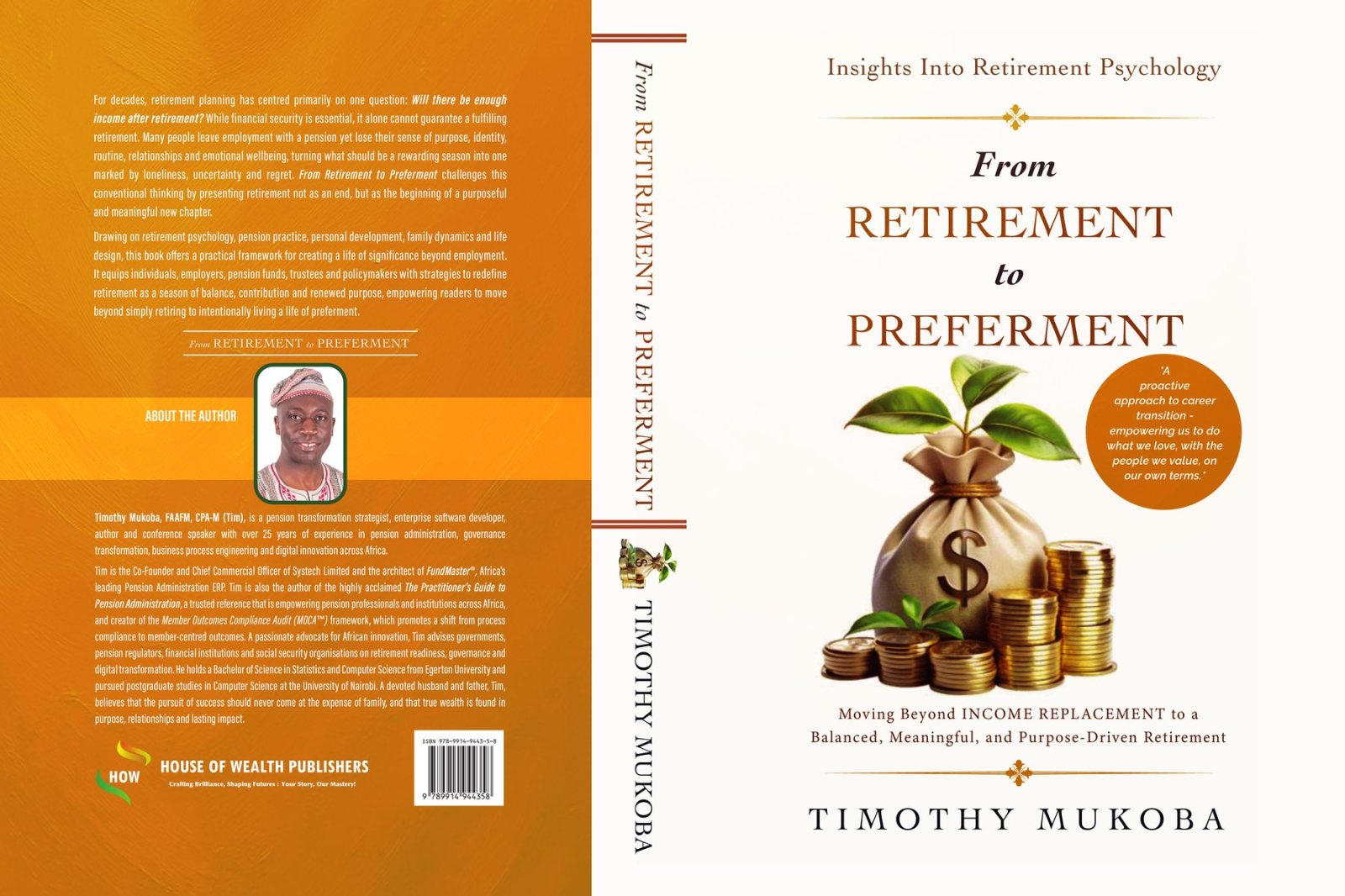 The full cover of From Retirement to Preferment laid flat: back cover with the author biography, spine and front cover